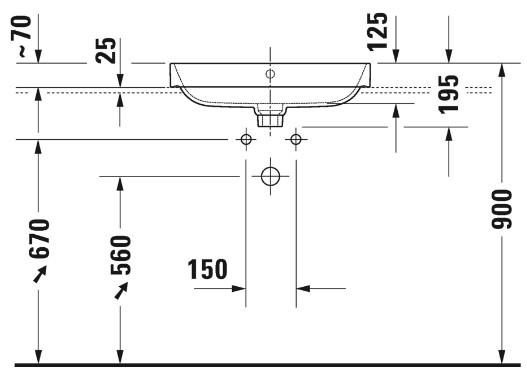 Duravit Happy D.2 Plus 60 bowlevask op til væg - 1 hanehul Duravit Happy D.2 Plus 60 bowlevask op til væg - 1 hanehul