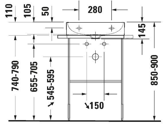Duravit DuraSquare 50 stativ til h&aring;ndvask - Gulvst&aring;ende - Mat sort