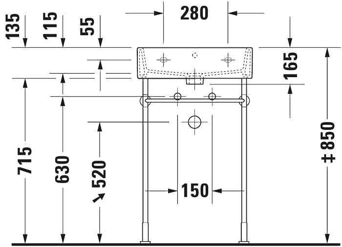 Duravit Vero 50 gulvst&aring;ende metalstativ til h&aring;ndvask - Krom