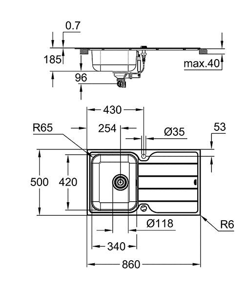 Grohe K500 køkkenvask inkl. Minta køkkenarmatur Grohe K500 køkkenvask inkl. Minta køkkenarmatur