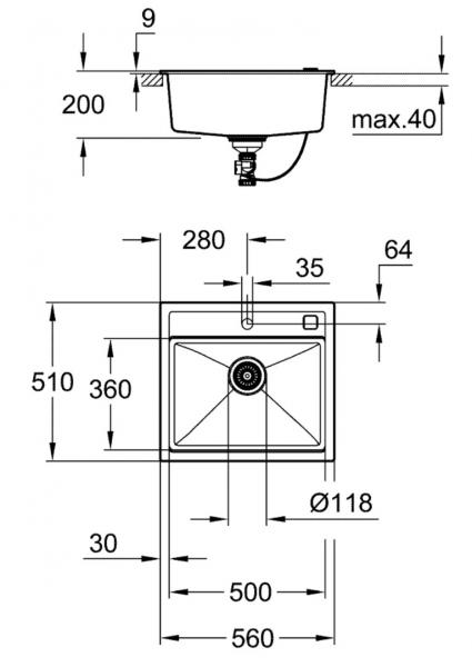 Grohe K700 køkkenvask i komposit 60-C - Sort Grohe K700 køkkenvask i komposit 60-C - Sort