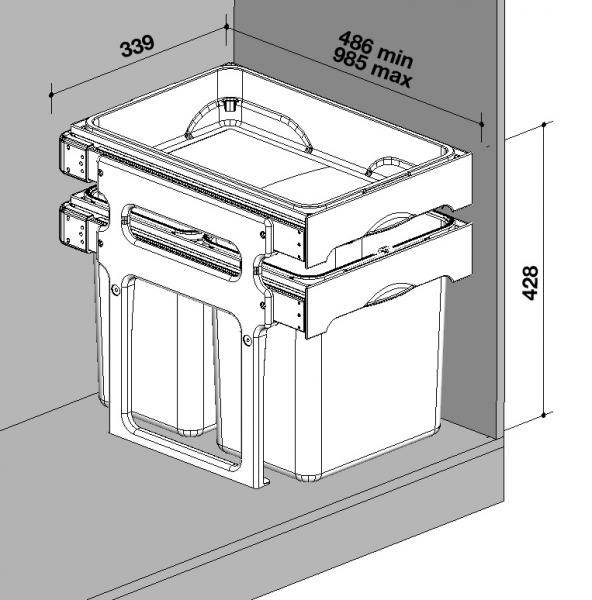 Intra Juvel Tank 40-4 affaldsbeholder m/4 spande og udtræksbakke Intra Juvel Tank 40-4 affaldsbeholder m/4 spande og udtræksbakke