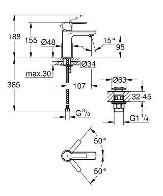 Grohe Lineare New håndvaskarmatur m/push open bundventil - Steel Grohe Lineare New håndvaskarmatur m/push open bundventil - Steel