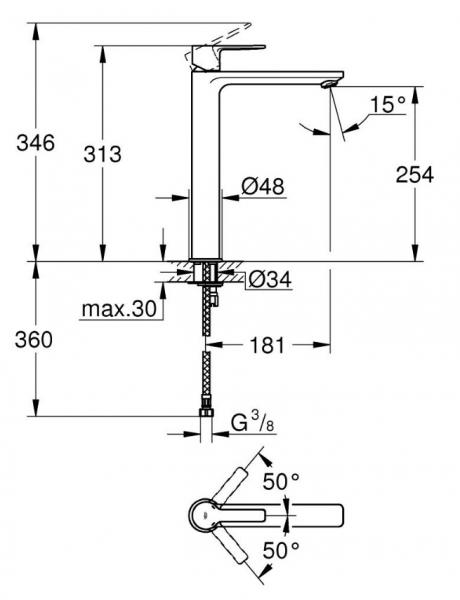 Grohe Lineare New armatur til bowlevask - B&oslash;rstet hard graphite
