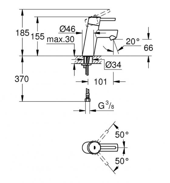 Grohe Concetto S håndvaskarmatur m/Water Saving Grohe Concetto S håndvaskarmatur m/Water Saving
