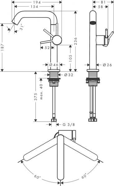 Hansgrohe Tecturis S 210 Fine bowlearmatur m/CoolStart og bundventil - Mat hvid Hansgrohe Tecturis S 210 Fine bowlearmatur m/CoolStart og bundventil - Mat hvid