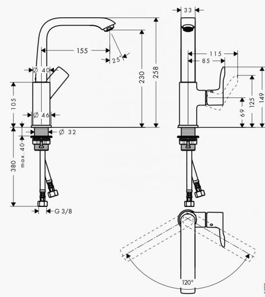 Hansgrohe Metris 230 h&aring;ndvaskarmatur