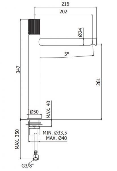 Lavabo Mira 030 h&aring;ndvaskarmatur h&oslash;j model - Mat sort