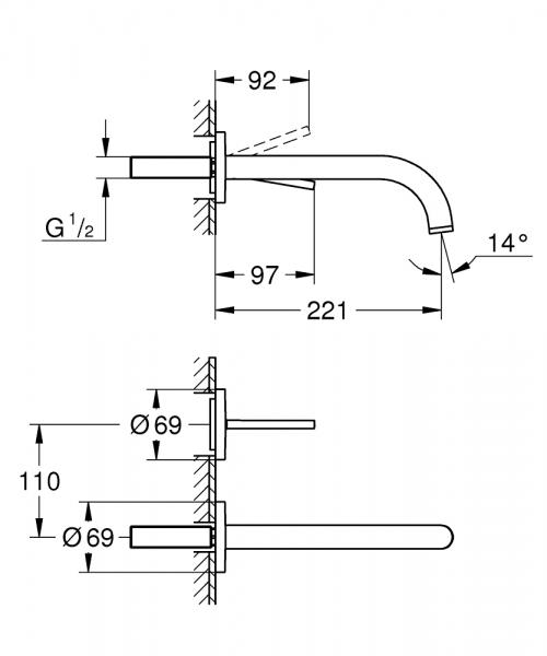 Grohe Atrio 2-huls armatur til indbygning - 221mm - Krom Grohe Atrio 2-huls armatur til indbygning - 221mm - Krom