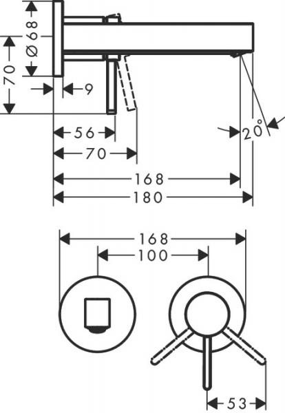 Hansgrohe Finoris håndvaskarmatur t/indbygning i væg - 16,8 cm - Mat sort Hansgrohe Finoris håndvaskarmatur t/indbygning i væg - 16,8 cm - Mat sort