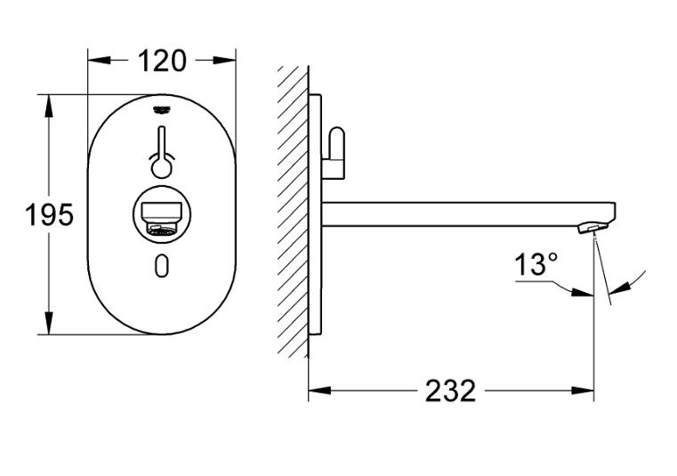 GROHE Eurosmart Cosmopolitan E ber&oslash;ringsfrit h&aring;ndvaskarmatur m/ blandeenhed