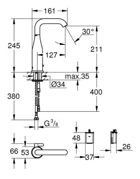 Grohe Essence E ber&oslash;ringsfri vandhane m/batteri