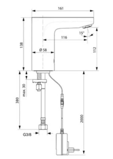 Ideal Standard Ceraplus ber&oslash;ringsfri vandhane m/batteri - Krom