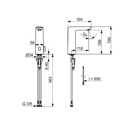 Oras Electra 9310FZ Safety ber&oslash;ringsfri vandhane - Batteri - Krom