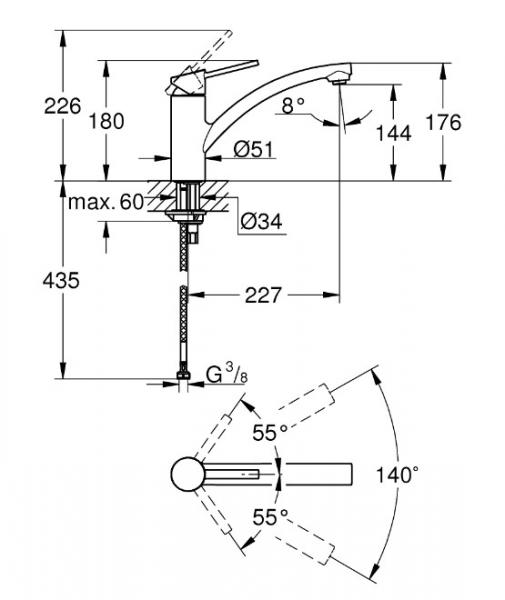Grohe Swift k&oslash;kkenarmatur m/svingtud