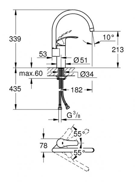 Grohe Eurosmart New køkkenarmatur m/høj tud - Krom Grohe Eurosmart New køkkenarmatur m/høj tud - Krom