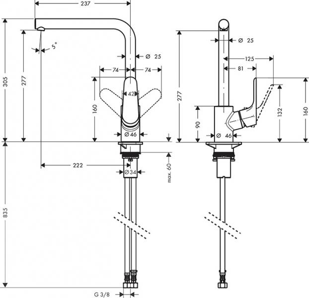 hansgrohe Focus M41 280 k&oslash;kkenarmatur - Krom