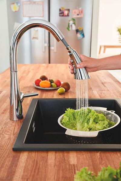 Grohe Zedra køkkenarmatur m/C-tud og udtræk - Krom Grohe Zedra køkkenarmatur m/C-tud og udtræk - Krom