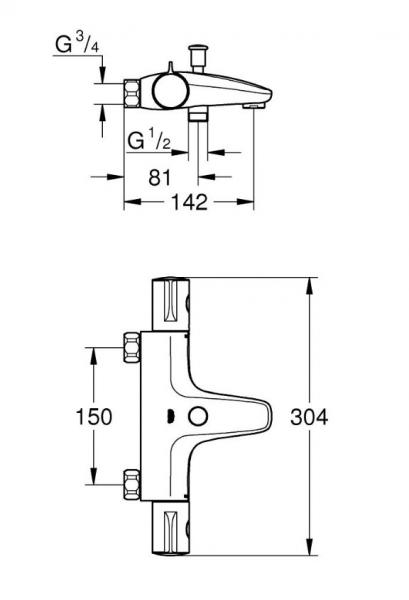 Grohe Grohtherm 800 termostatarmatur til kar Grohe Grohtherm 800 termostatarmatur til kar