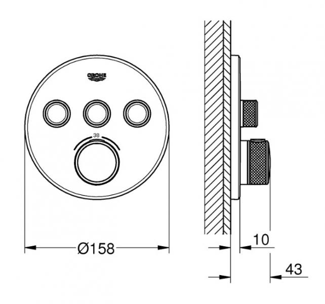 Grohe Grohtherm SmartControl indbygningsarmatur m/3 udtag - Mat sort Grohe Grohtherm SmartControl indbygningsarmatur m/3 udtag - Mat sort