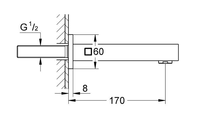 Grohe Cube karudl&oslash;b 170mm til indbygning
