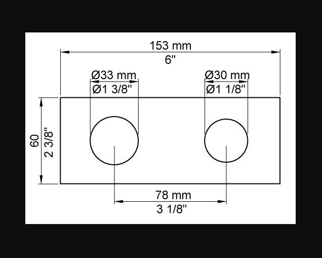 Vola 2-huls d&aelig;kplade - &Oslash;33/&Oslash;33 - Krom