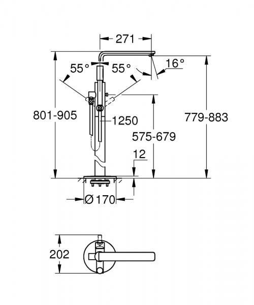 Grohe Lineare fritstående badekararmatur - Supersteel Grohe Lineare fritstående badekararmatur - Supersteel