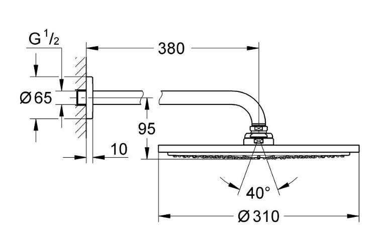 Grohe Rainshower Cosmopolitan 310 hovedbruser - B&oslash;rstet warm sunset