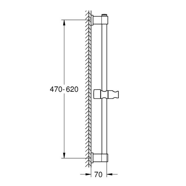 Grohe Vitalio Universal brusestang 600 mm - Krom Grohe Vitalio Universal brusestang 600 mm - Krom