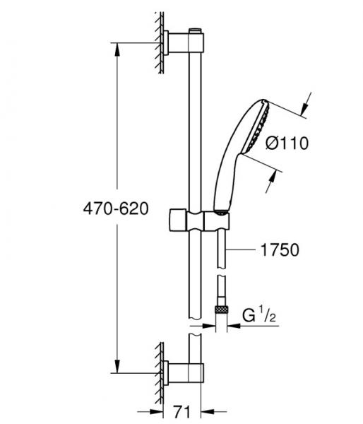 Grohe Vitalio Start 110 brusesæt 1 spray m/Water Saving Grohe Vitalio Start 110 brusesæt 1 spray m/Water Saving
