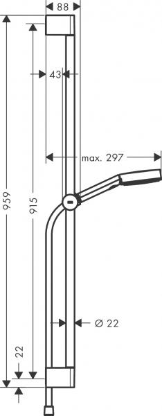 hansgrohe Pulsify Select S 105 Relaxation bruses&aelig;t m/EcoSmart 3jet - 90 cm - Krom