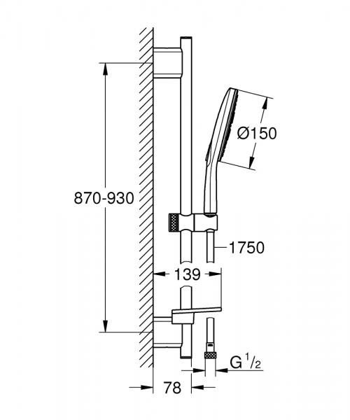 Grohe Rainshower SmartActive 150 bruses&aelig;t - Krom