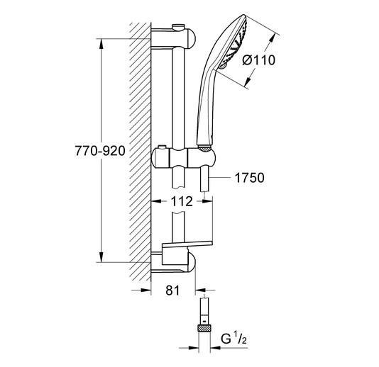 Grohe Euphoria 110 bruses&aelig;t 3 sprays - Krom