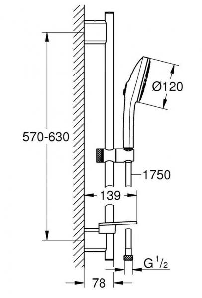 Grohe Vitalio Joy+ 120 bruses&aelig;t - Mat sort