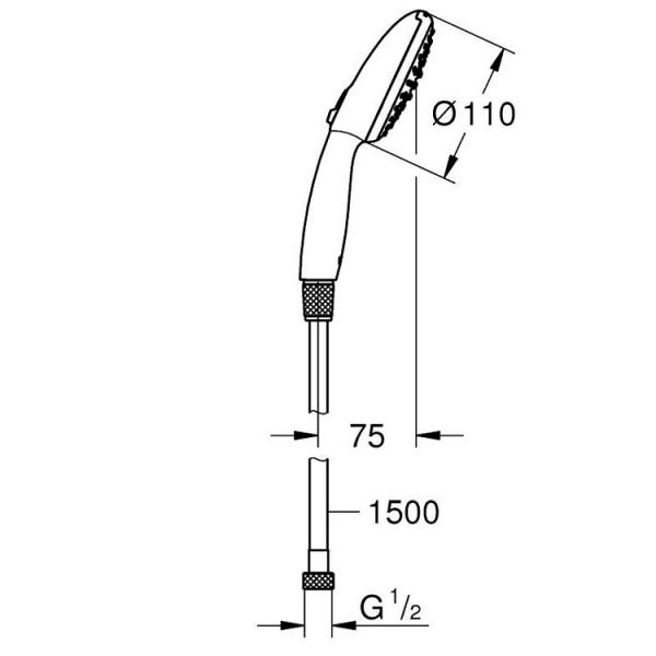 Grohe Vitalio Start 110 h&aring;ndbruser 2 sprays inkl. bruseslange
