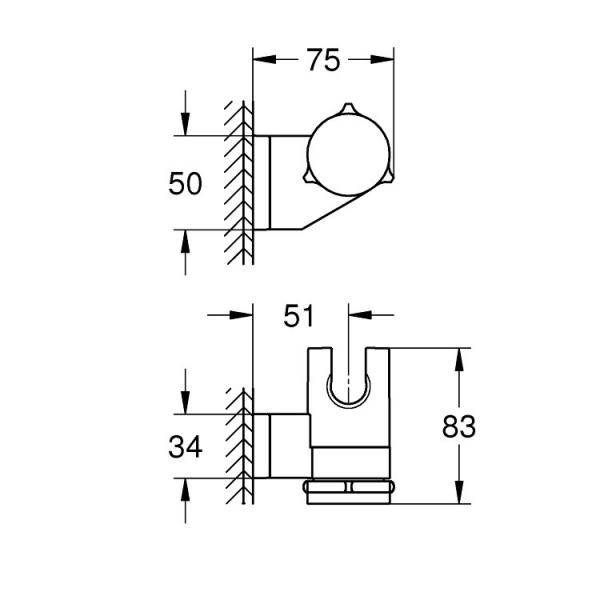 Grohe Vitalio Universal håndbruseholder til væg, justerbar Grohe Vitalio Universal håndbruseholder til væg, justerbar