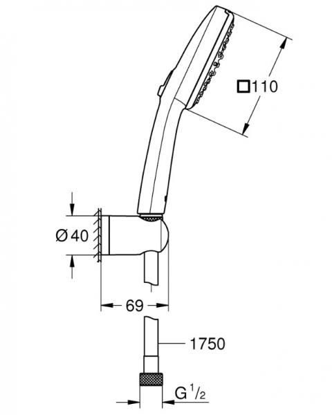 Grohe Vitalio Comfort 110 håndbruser 2 sprays m/vægholder og WaterSaving Grohe Vitalio Comfort 110 håndbruser 2 sprays m/vægholder og WaterSaving
