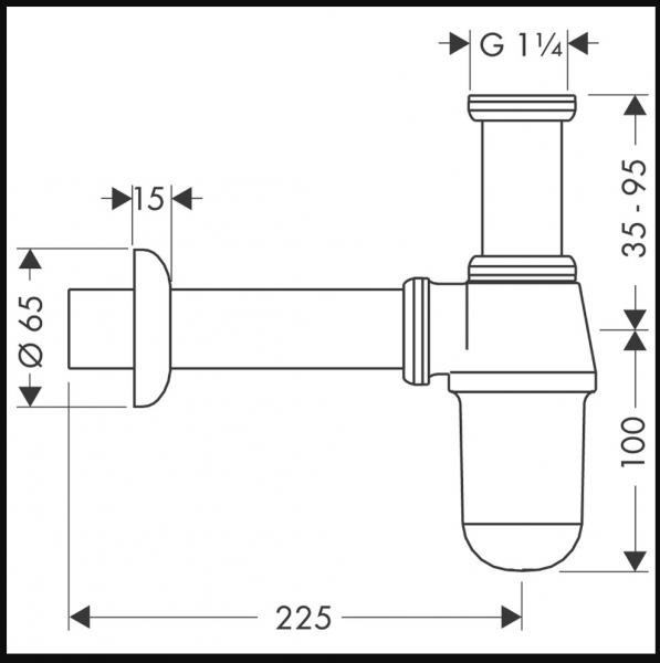 hansgrohe pungvandl&aring;s 32 mm x 11/4 - Krom
