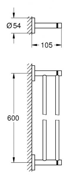 Grohe Essentials dobbelt h&aring;ndkl&aelig;destang 600mm - Krom