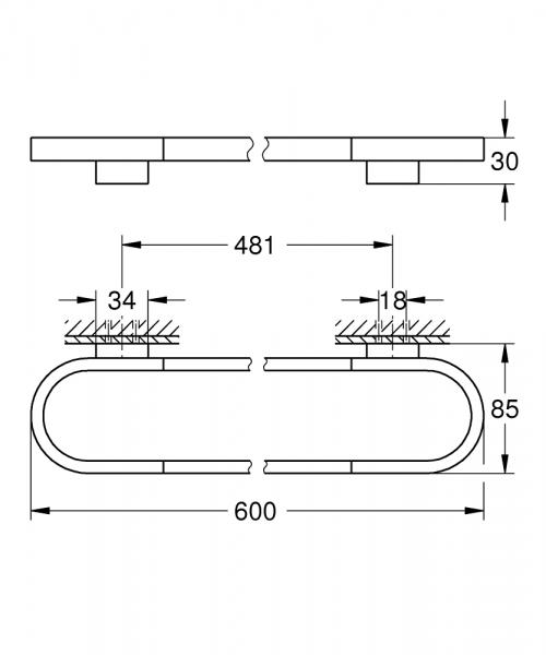 Grohe Selection h&aring;ndkl&aelig;destang - 600 mm - Krom