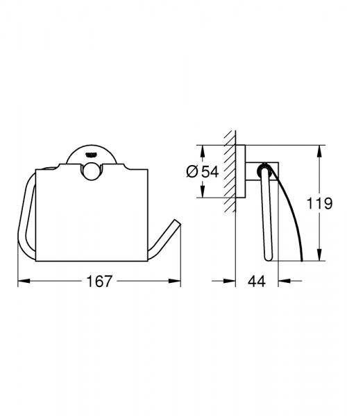 Outlet - Grohe Essentials toiletrulleholder med låg - Poleret hard graphite Outlet - Grohe Essentials toiletrulleholder med låg - Poleret hard graphite