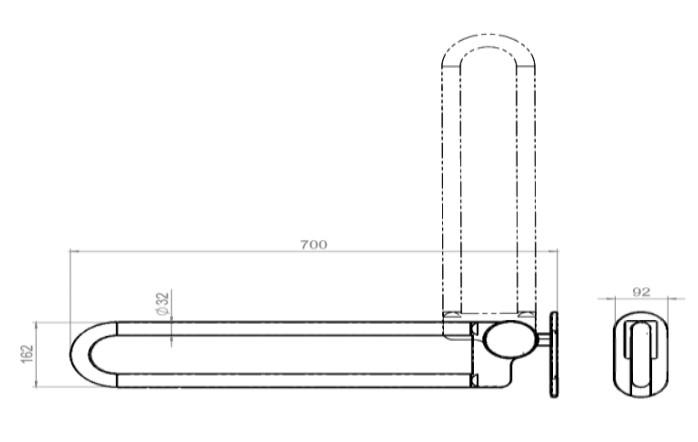 D-line Foldbar toiletstøtte 700mm - Rustfrit stål D-line Foldbar toiletstøtte 700mm - Rustfrit stål