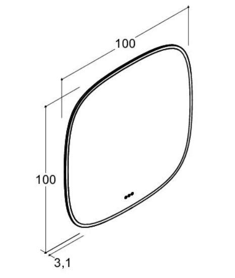 Dansani Squircle spejl 100 x 100 m/lys og lysstyring Dansani Squircle spejl 100 x 100 m/lys og lysstyring
