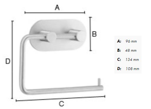Beslagsboden selvkl&aelig;bende toiletpapirholder B1097 - Rustfrit st&aring;l