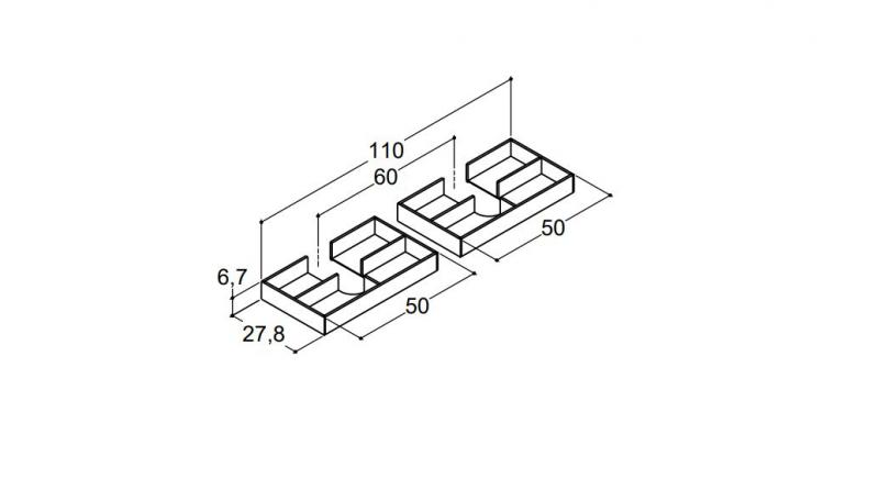 Dansani Mido komplet indretning til skuffe 120 x 44 cm - Eg - Dobbeltvask
