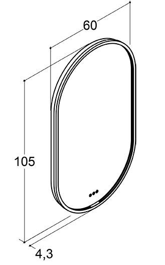 Dansani Moon spejl 105*60 m/lys og lysstyring - B&oslash;rstet messing