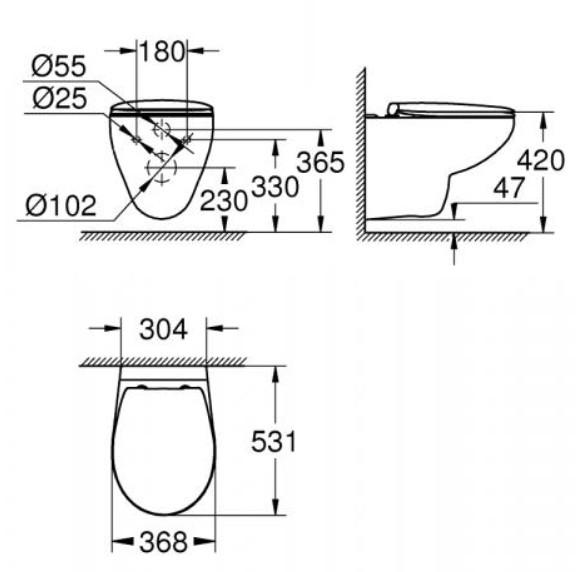 Grohe Bau Rimless toiletpakke inkl. lav cisterne, hvid betjening og sæde m/soft-close Grohe Bau Rimless toiletpakke inkl. lav cisterne, hvid betjening og sæde m/soft-close