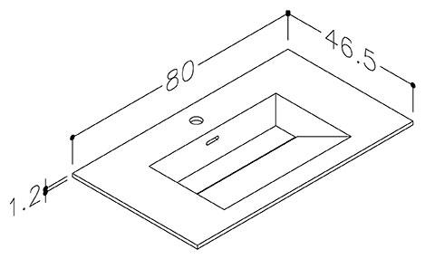 Str&oslash;mberg Corian 80 m&oslash;belvask - 1 hanehul - Mat hvid