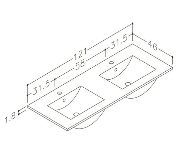 Str&oslash;mberg Padova 121 dobbelt m&oslash;belvask - 2 hanehuller