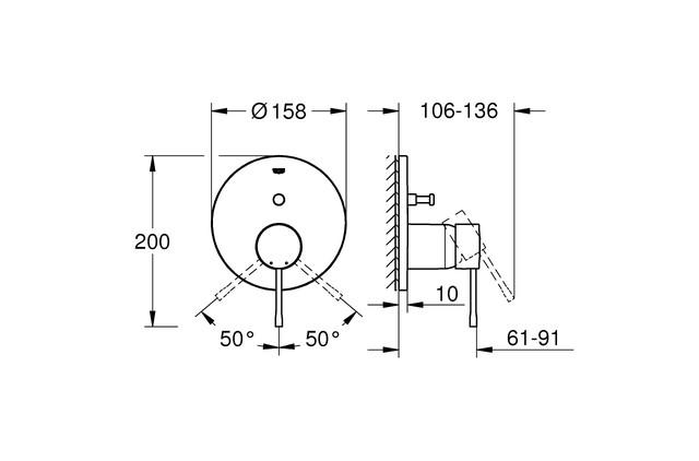 Grohe Essence komplet indbygningspakke m/SmartActive håndbruser til badekar - Børstet hard graphite Grohe Essence komplet indbygningspakke m/SmartActive håndbruser til badekar - Børstet hard graphite